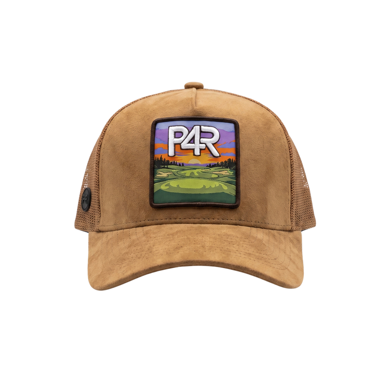 P4R Ultimate Cap derhúfa í brúnu með golf patch